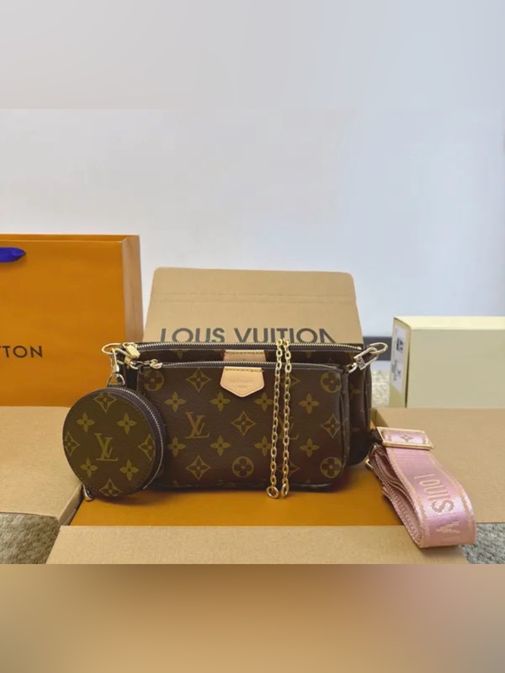 L*V Monogram Multi Pochette with Pink Strap